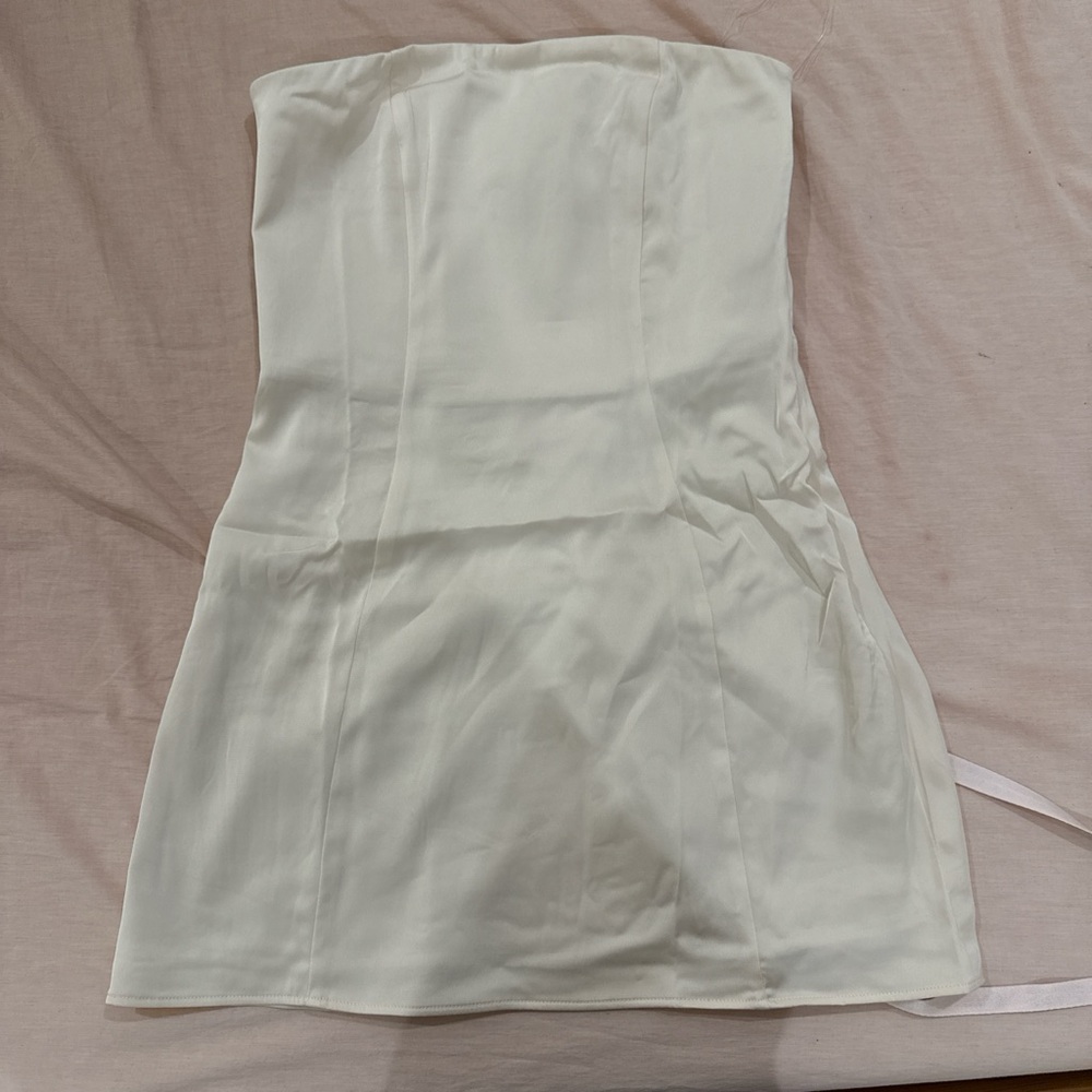 Oh Polly Cream Strapless Bodycon Dress
